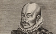 Portrait de Michel de Montaigne, en buste, de 3/4 dirigé à gauche. Estampe, Thomas de Leu (1555?-1612?), graveur<br>============================