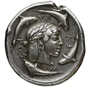 Monnaie grecque, décadrachme frappé à Syracuse<br>============================
